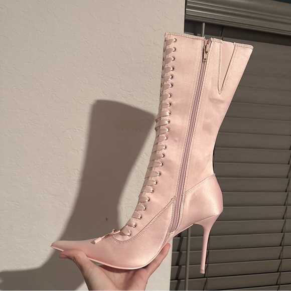 scandalous seduction heeled boots in pink by sugar thrillz (dolls kill) - Picture 5 of 10
